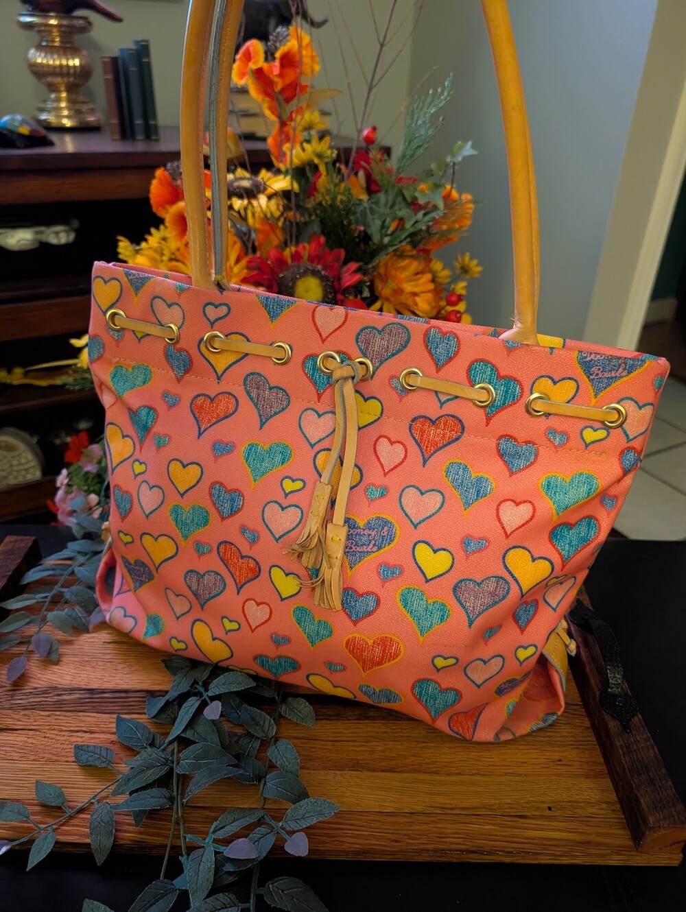 Dooney & Bourke Pink Heart-Print Tote - Picture 14 of 14